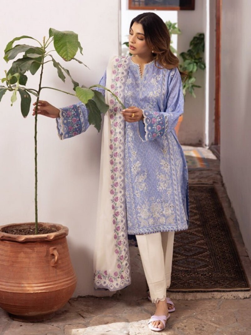 Zaha By Khadijah Shah Zl24-15B Narina Embroidered Lawn 3Pc Suit Collection 2024