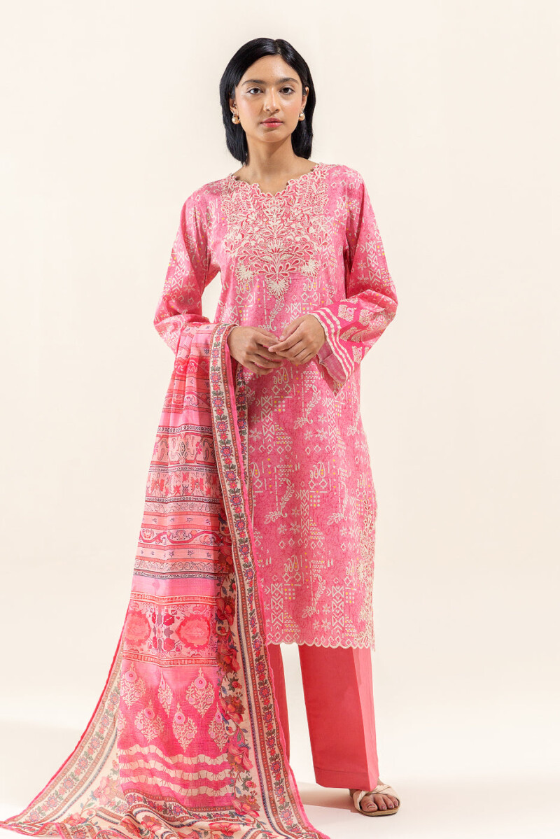 Beechtree 3 Piece Embroidered Lawn Suit Rouge Gleam Unstitched Summer