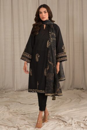 Sahar Sml24 02 Black Mirage Embroidered Lawn Collection