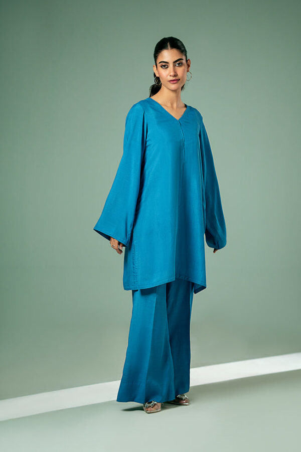 Fozia Khalid Cyan Blue Co Ord Set Basics Vol 3 Pret Collection