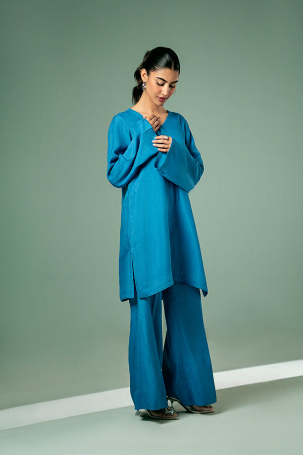 Fozia Khalid Cyan Blue Co Ord Set Basics Vol 3 Pret Collection