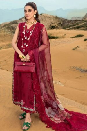 Saira Shakira D 3a Lillie De Jong Cherry Crimson Luxury Lawn Collection