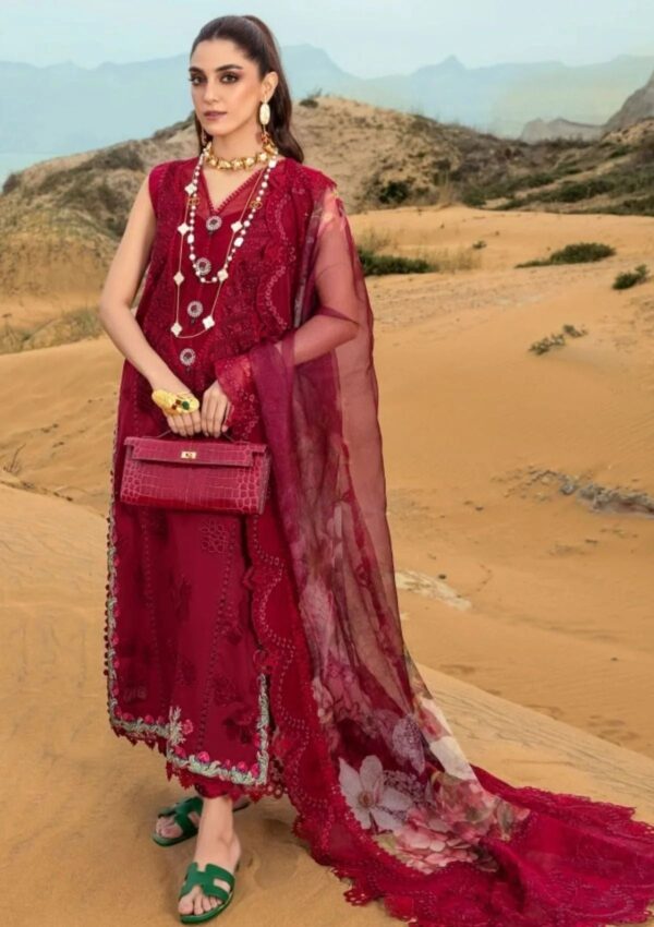 Saira Shakira D 3a Lillie De Jong Cherry Crimson Luxury Lawn Collection 24