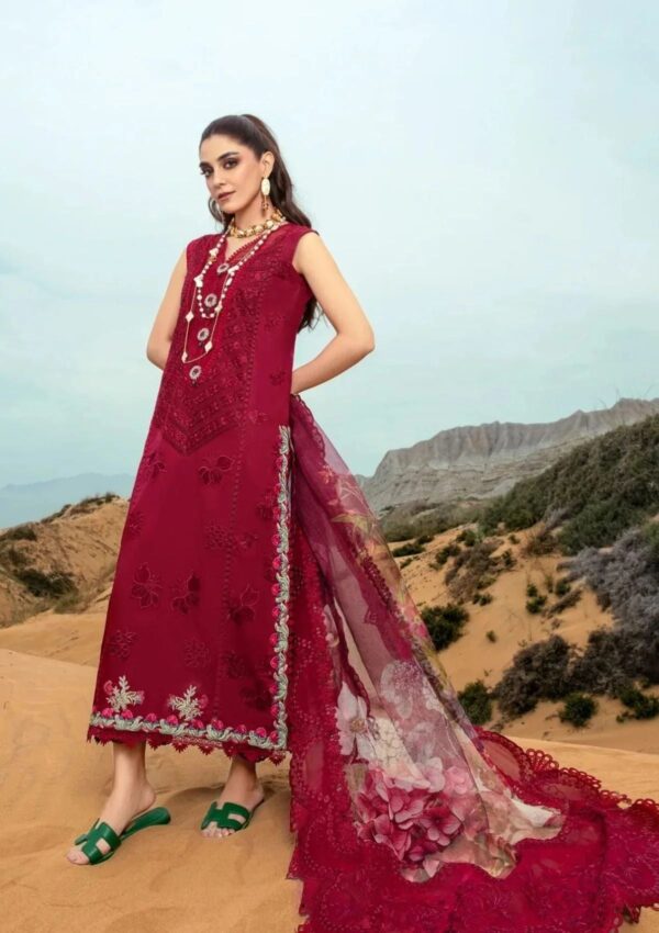 Saira Shakira D 3a Lillie De Jong Cherry Crimson Luxury Lawn Collection 24