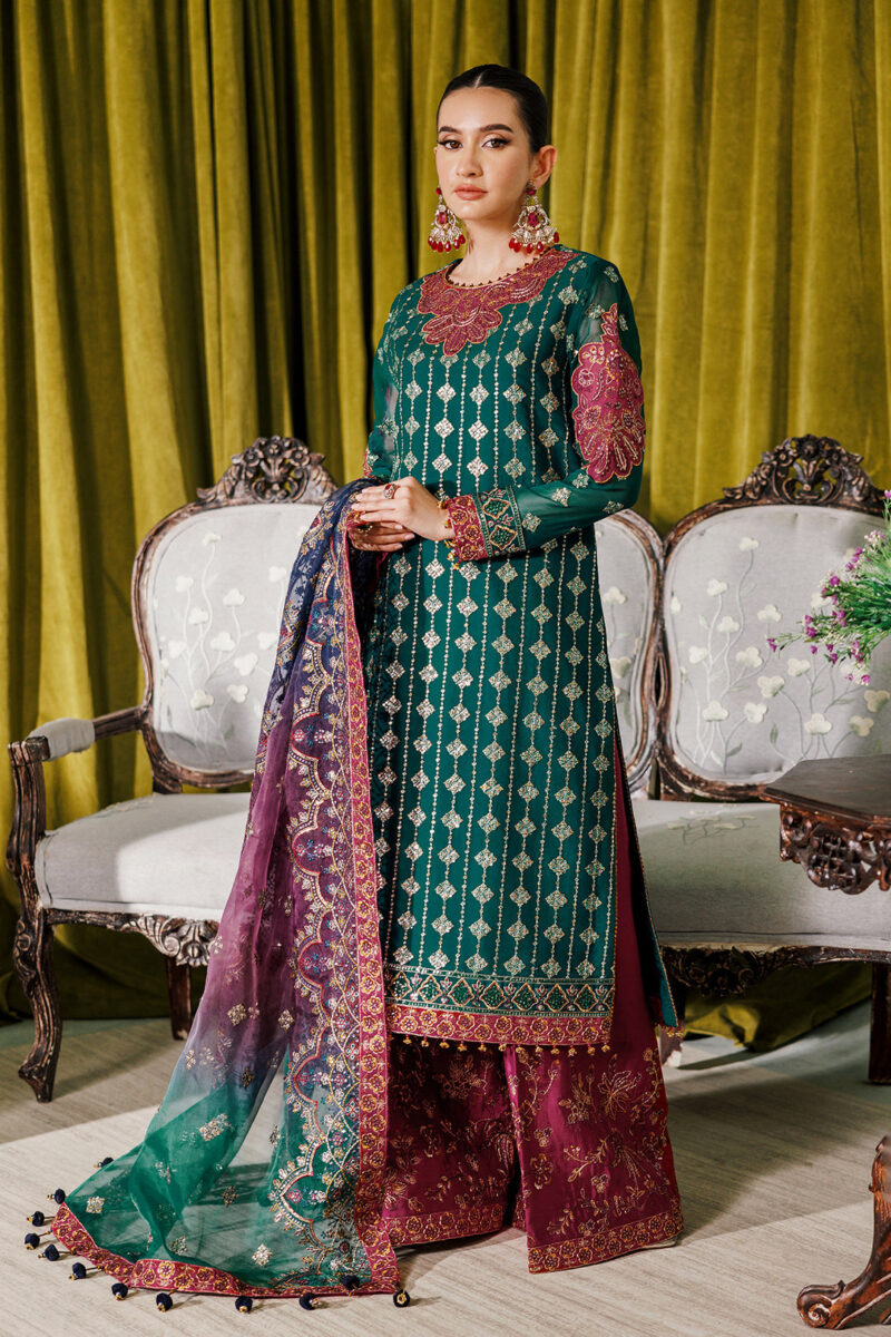 Alizeh Fashion Af-Ch-2174-Nagar C Sea Green Luxury Embroidered Chiffon