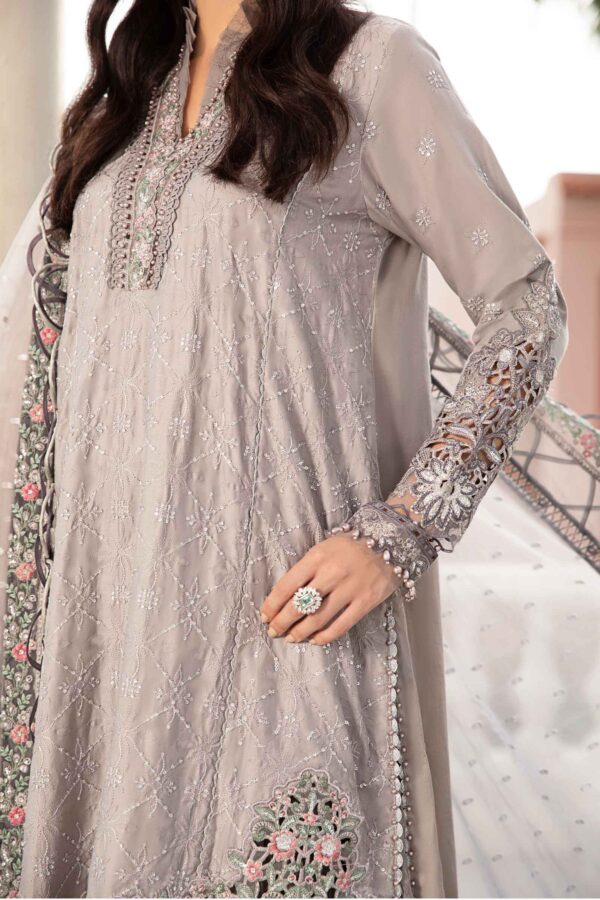 Maria B Grey Cst-707 Embroidered Cotton Satin Suit