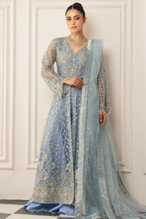 Mushq D-04 Periwinkle Hemline Embroidered Net