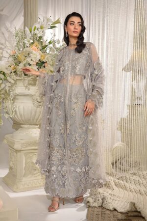 Elaf Premium Efe-04 Dove Evara Embroidered Net