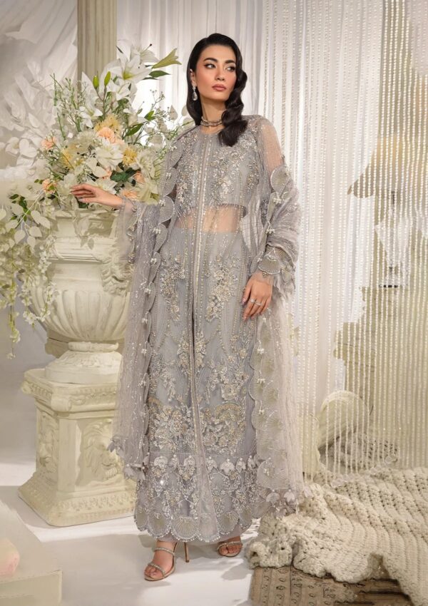 Elaf Premium Efe-04 Dove Evara Embroidered Net