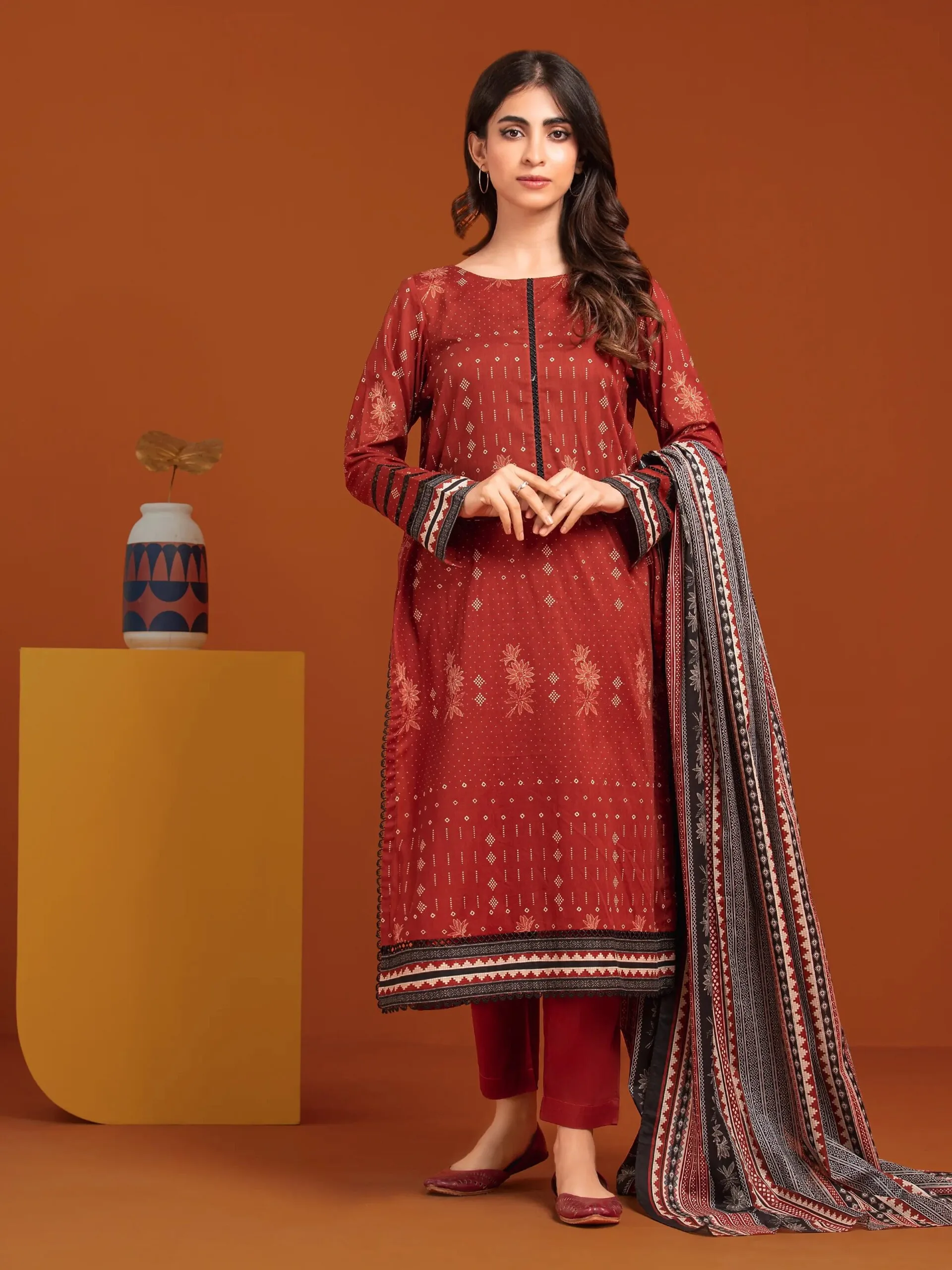 Edenrobe Ewu24A3-27089 Edenrobe Allure Khaddar