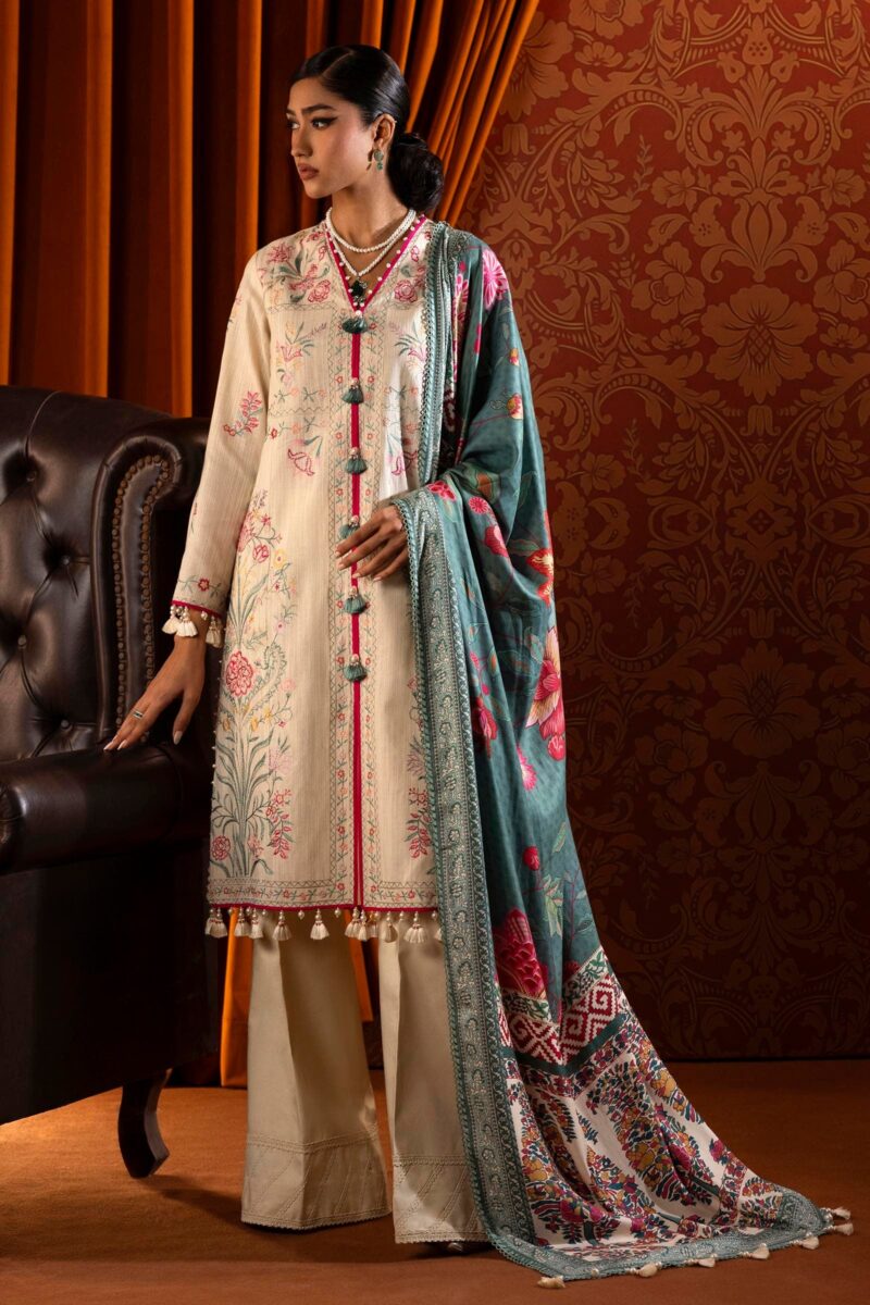 Sana Safinaz D-10a Muzlin Embroidered Slub Collection