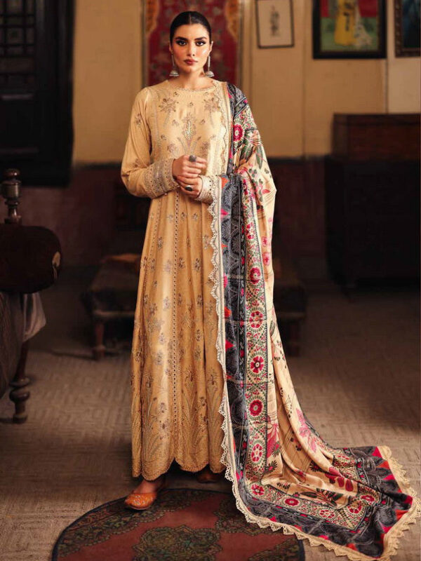 Nureh Nw-82 Maya Embroidered Self Linen Jacquard Collection