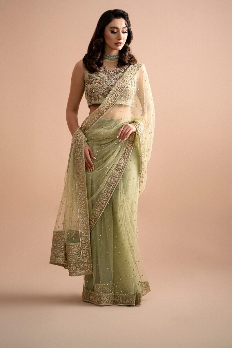 Imrozia Embroidery Lumiere Luxury Net Stitched Saree S.s 03 Eden