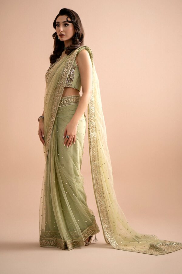 Imrozia Embroidery Lumiere Luxury Net Stitched Saree S.s 03 Eden