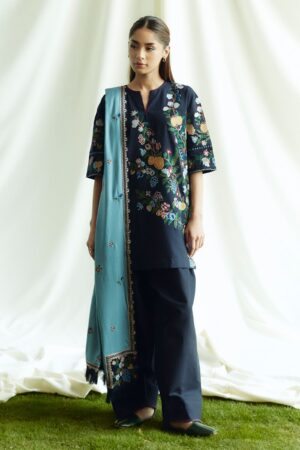 Zara Shahjahan Zw24-7b Onyx Coco Winter Khaddar Collection