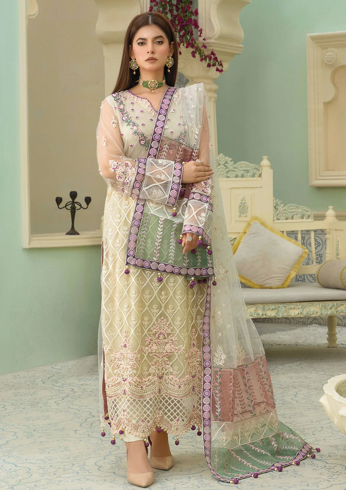 An By Badar Embroidery Alc 02 White Heaven