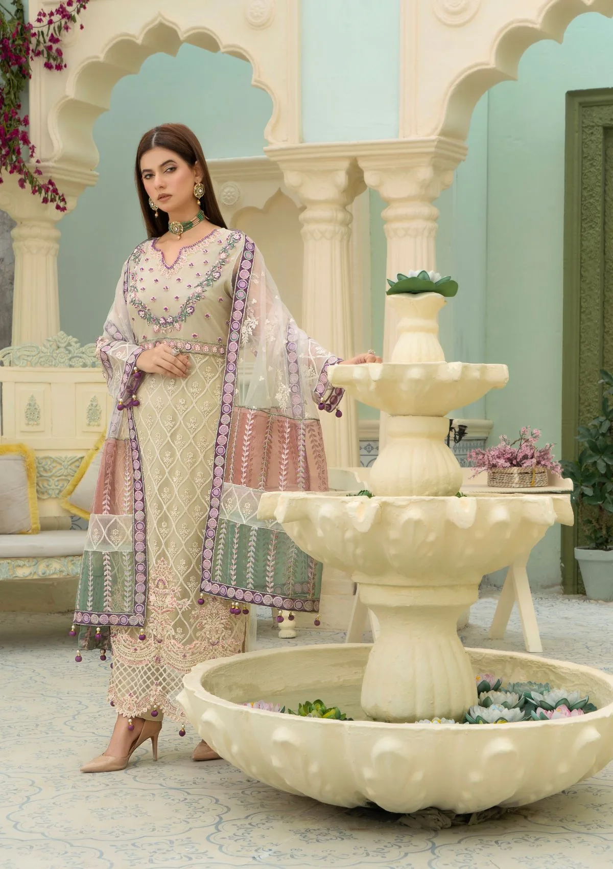 An By Badar Embroidery Alc 02 White Heaven