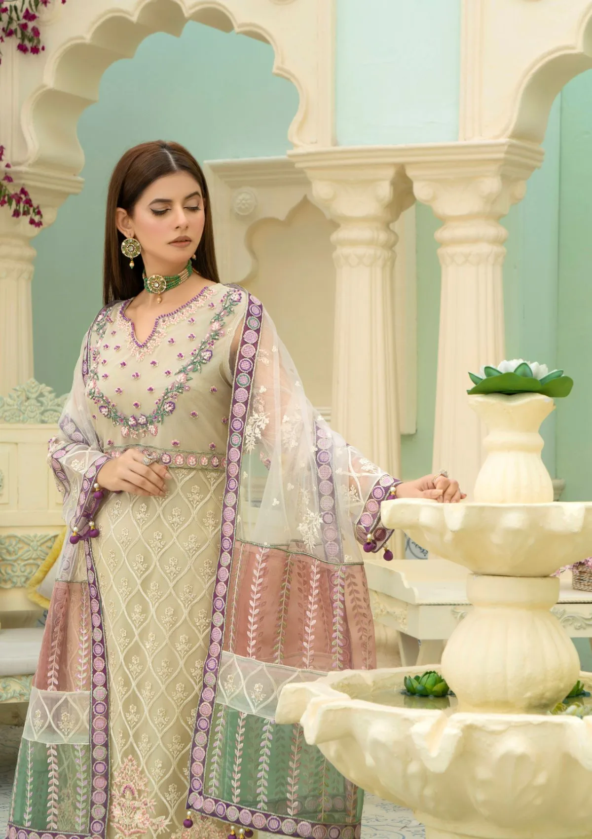 An By Badar Embroidery Alc 02 White Heaven