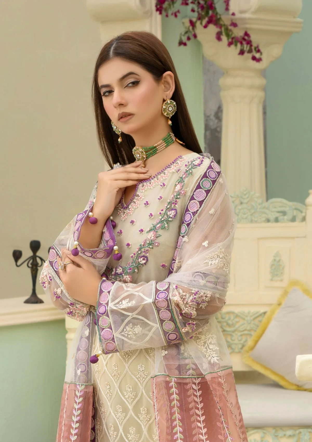 An By Badar Embroidery Alc 02 White Heaven