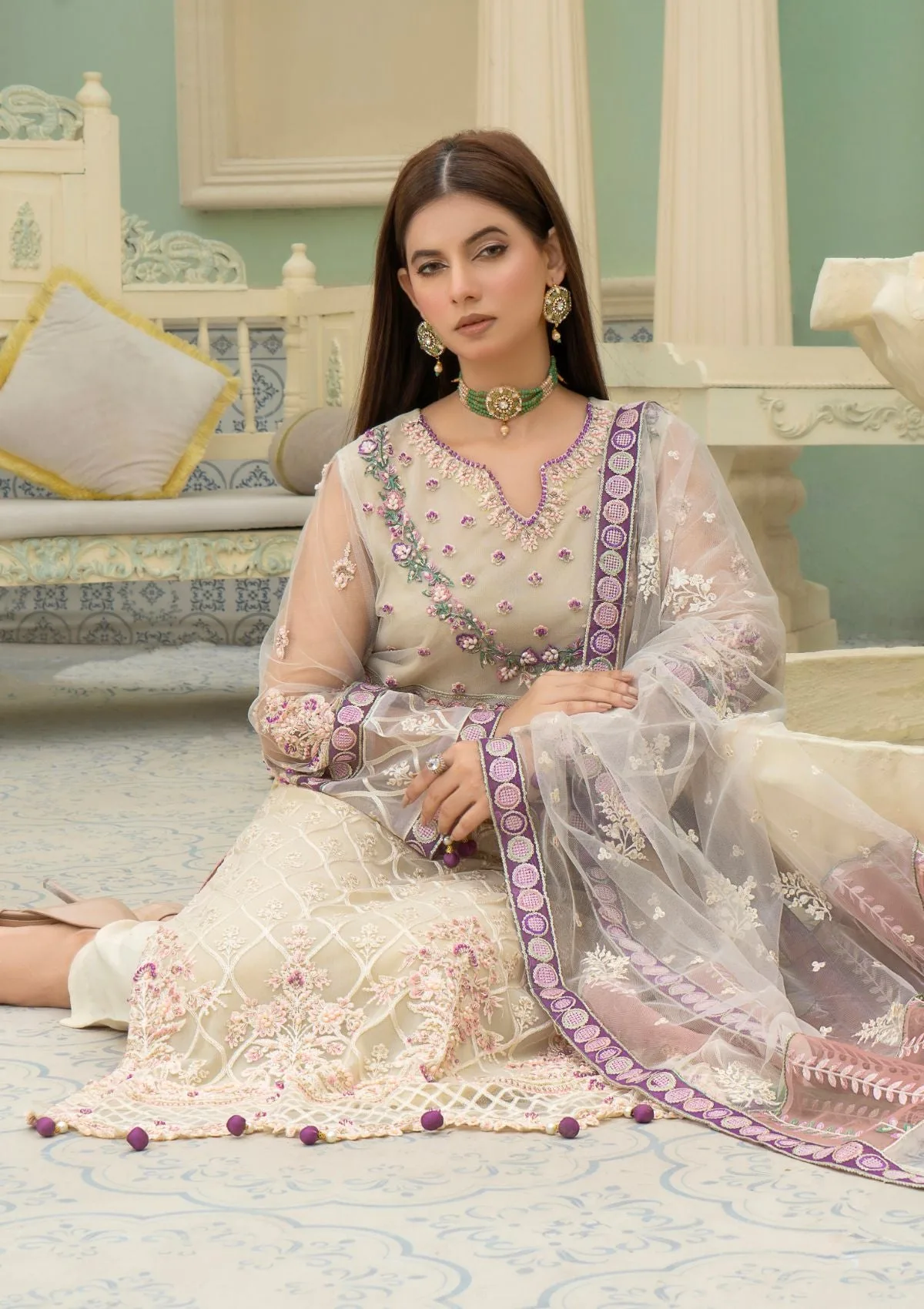 An By Badar Embroidery Alc 02 White Heaven