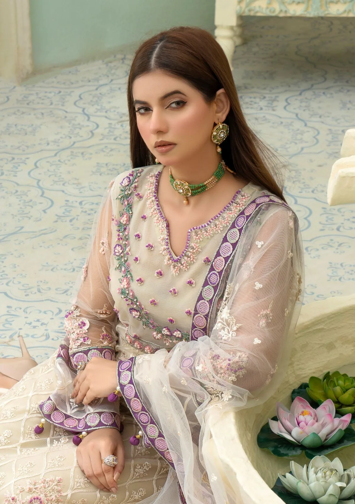 An By Badar Embroidery Alc 02 White Heaven