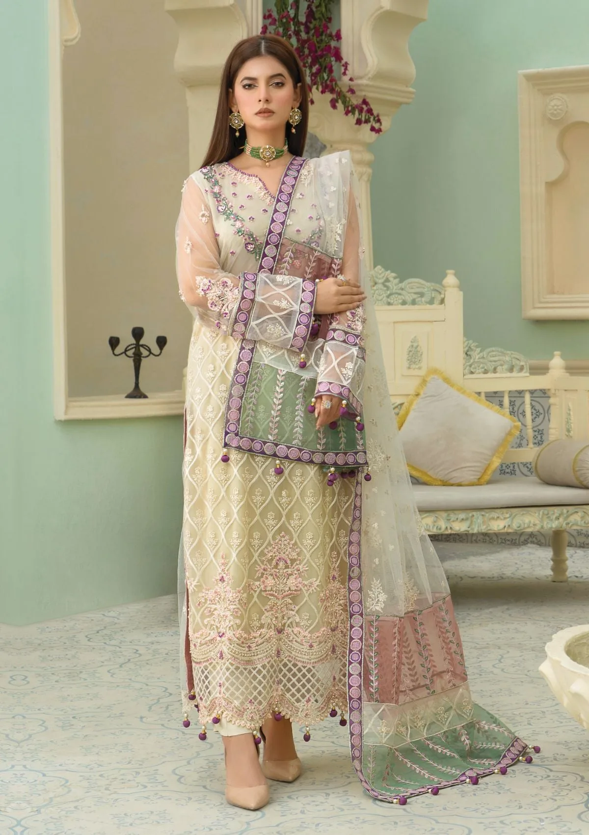 An By Badar Embroidery Alc 02 White Heaven