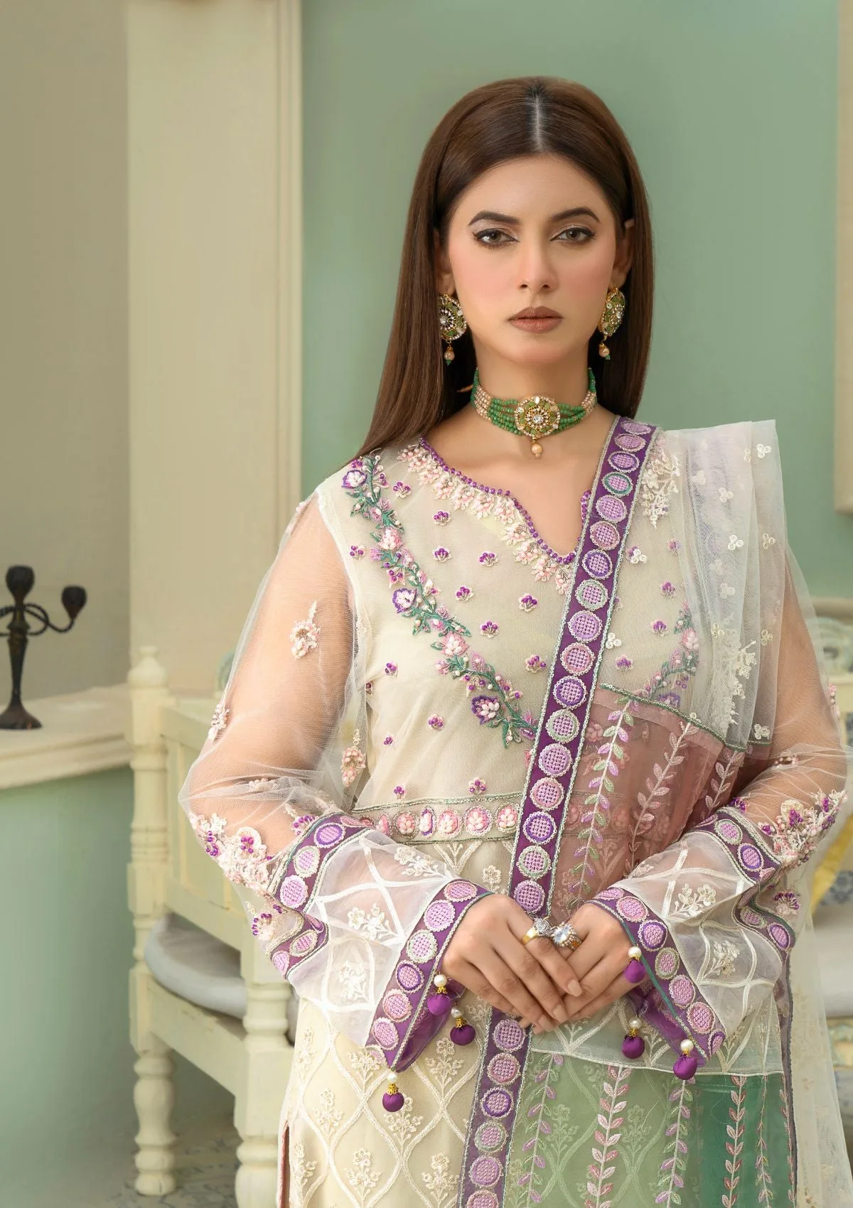 An By Badar Embroidery Alc 02 White Heaven