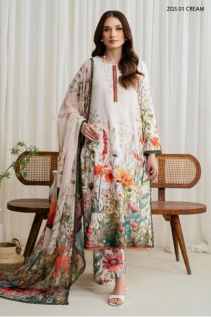 Zarif Georgette Silk D 01 Winter Collection