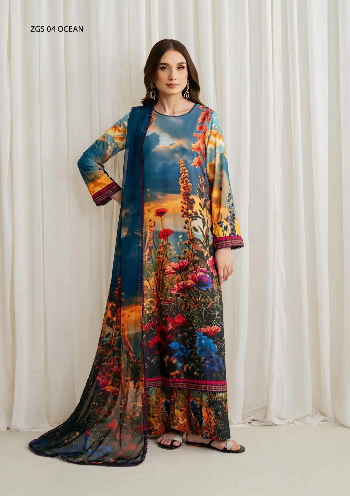 Zarif Georgette Silk D 04 Winter Collection 4 Zarif Georgette Silk D 04