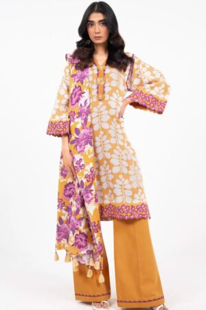 Al Karam Fw21 Yellow Unstitched Winter Collection