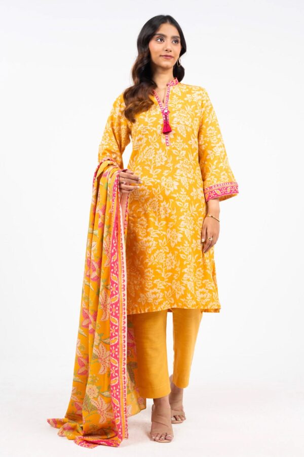 Al Karam Fw23.1 Yellow Unstitched Winter Collection