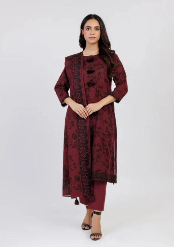 Al Karam Fw27.1 Maroon Unstitched Winter Collection