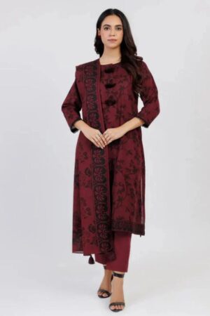 Al Karam Fw27.1 Maroon Unstitched Winter Collection