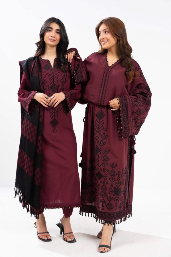 Al Karam Fw28 Maroon Unstitched Winter Collection