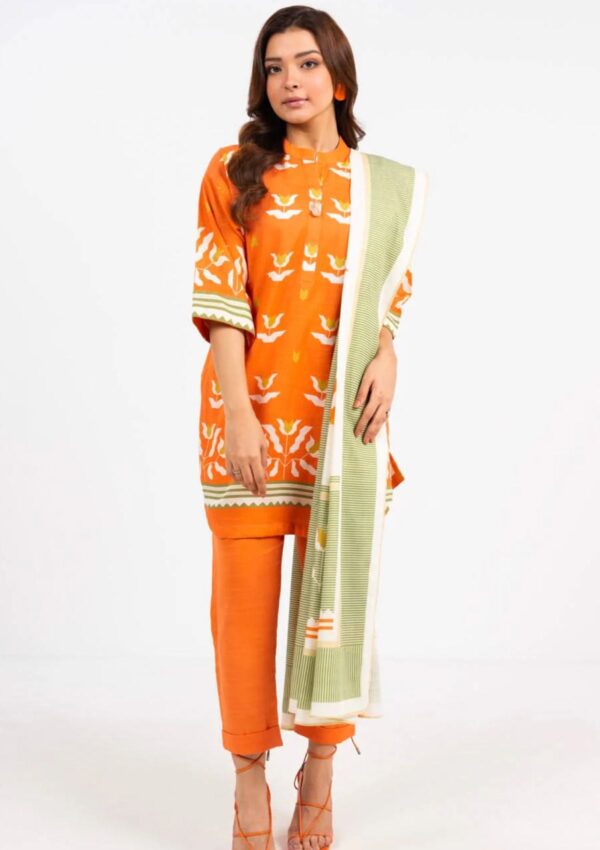 Al Karam Fw49.1 Orange Unstitched Winter Collection