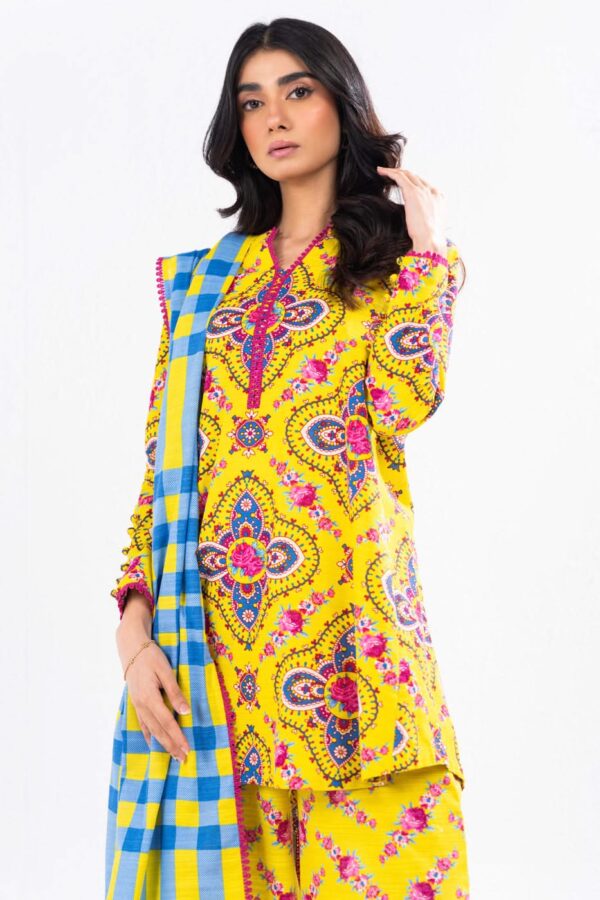 Al Karam Fw49 Yellow Unstitched Winter Collection