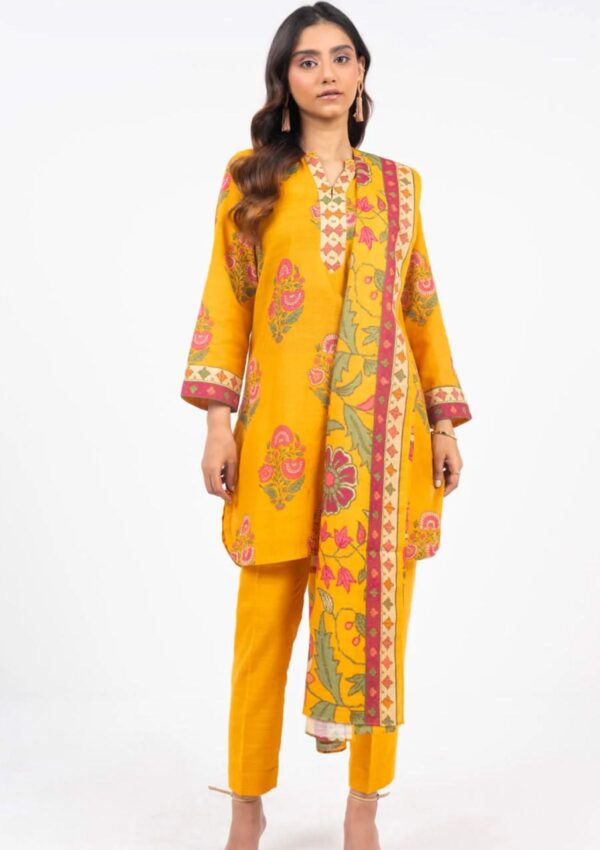 Al Karam Fw60.1 Yellow Unstitched Winter Collection