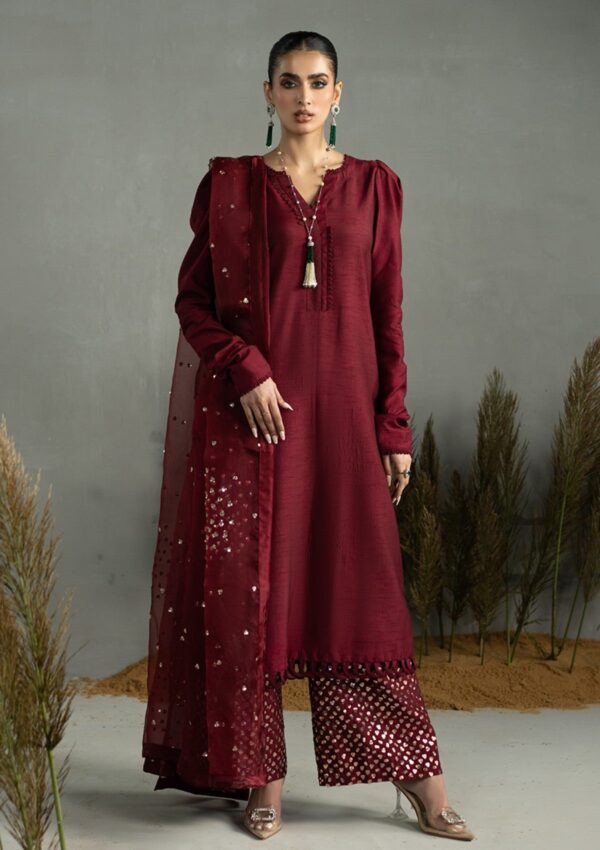 Zarqash Silk Edit Zqs 18 Rose Rouge pret Collection