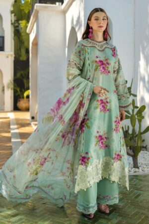 Elaf Premium Signature Embroidered Ets 3a Turquoise Lawn Collection