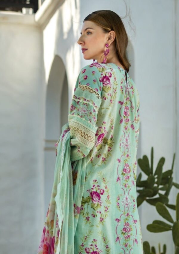 Elaf Premium Signature Embroidered Ets 3a Turquoise Lawn Collection