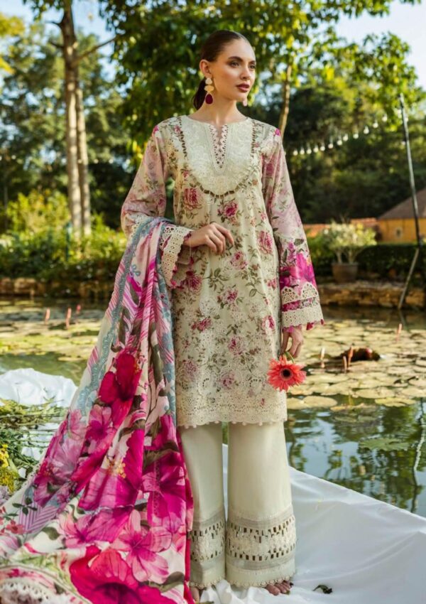 Elaf Premium Print Chikankari Elk 06b Roses & Whites Lawn Collection