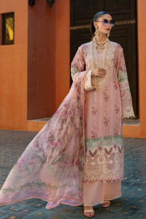 Elaf Premium Signature Embroidered Ets 1b Pink Petal Lawn Collection