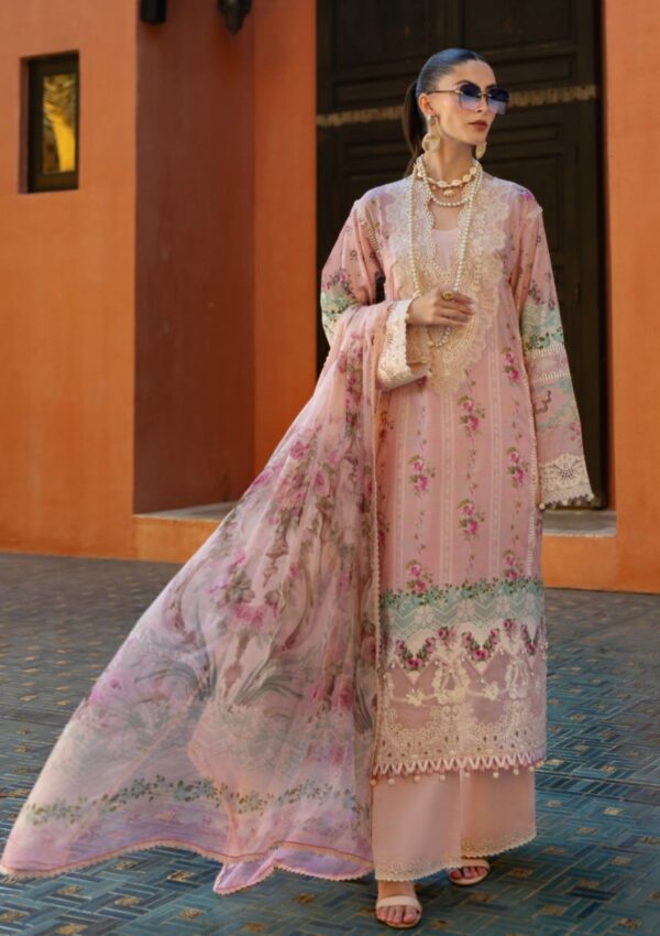 Elaf Premium Signature Embroidered Ets 1b Pink Petal Lawn Collection