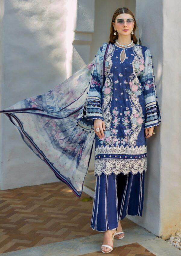 Elaf Premium Signature Embroidered Ets 6a London Blues Lawn Collection