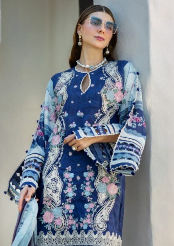 Elaf Premium Signature Embroidered Ets 6a London Blues Lawn Collection