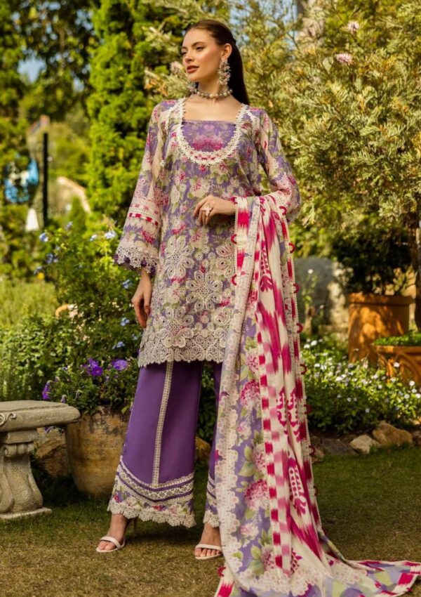 Elaf Premium Print Chikankari Elk 02a Periwinkle Lawn Collection