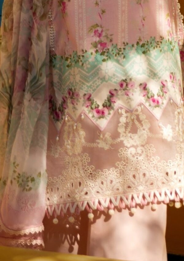 Elaf Premium Signature Embroidered Ets 1b Pink Petal Lawn Collection