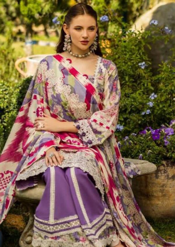 Elaf Premium Print Chikankari Elk 02a Periwinkle Lawn Collection