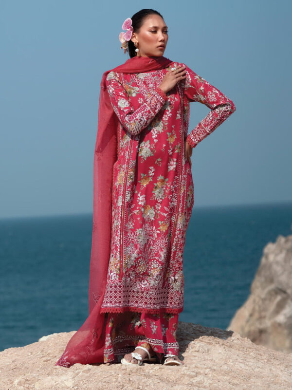 Afrozeh Summer Together Embroidered Lawn Pink Ruby Unstitched 3pc Suit