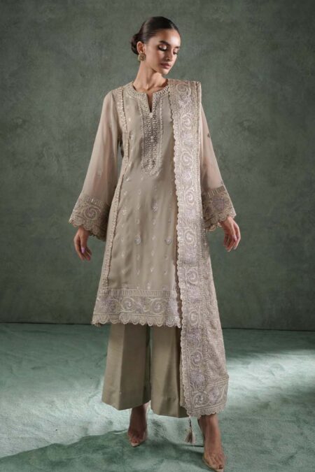 Zarqash Lakhnawi Festive Chiffon Zq 7a Hazel